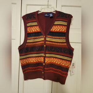 Lizsport Women's Multicolor Patterned Cardigan Vest Size Large NWT